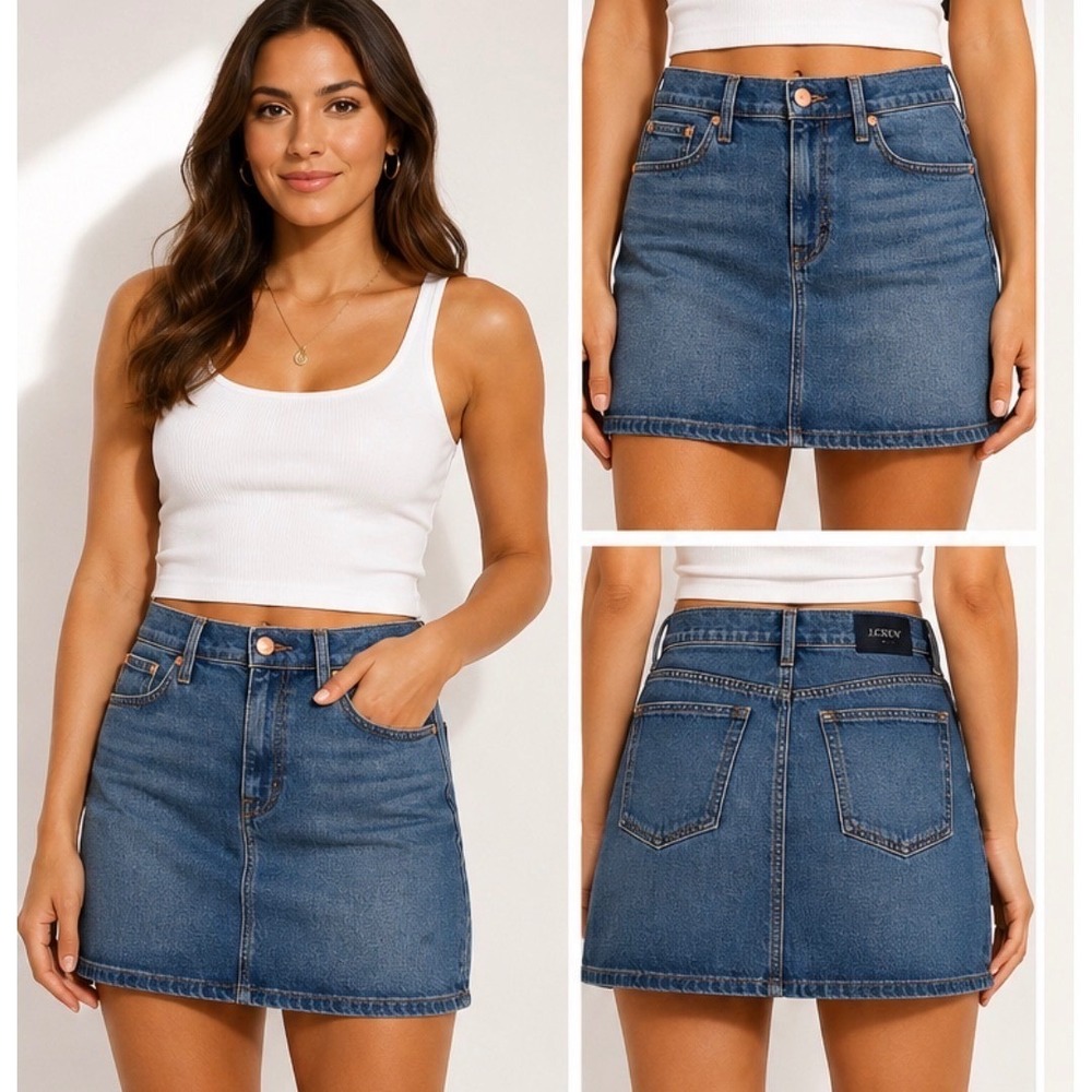 J.Crew‎ Denim Mini Skirt Women Size 4 Blue CH395 High Waisted Casual Jean